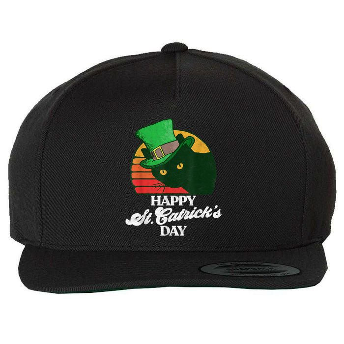 Funny Happy St CatrickS Day 80S St Patricks Cat Retro Wool Snapback Cap
