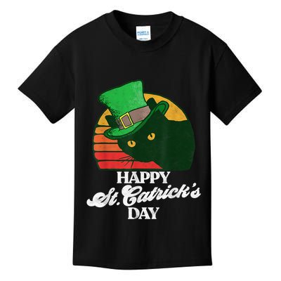 Funny Happy St CatrickS Day 80S St Patricks Cat Retro Kids T-Shirt
