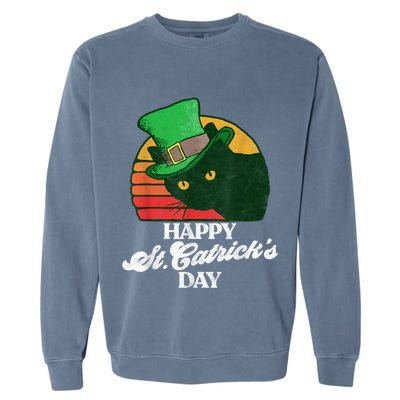 Funny Happy St CatrickS Day 80S St Patricks Cat Retro Garment-Dyed Sweatshirt