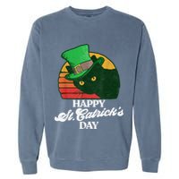 Funny Happy St CatrickS Day 80S St Patricks Cat Retro Garment-Dyed Sweatshirt