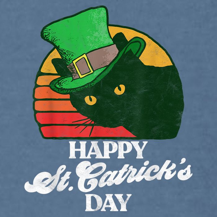 Funny Happy St CatrickS Day 80S St Patricks Cat Retro Garment-Dyed Sweatshirt