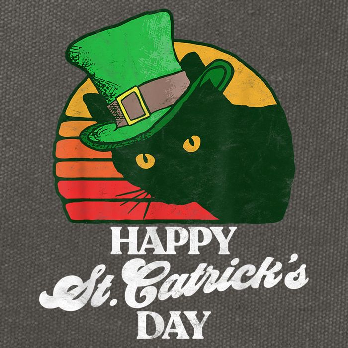 Funny Happy St CatrickS Day 80S St Patricks Cat Retro Cotton Canvas Backpack