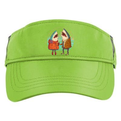 Funny Hipster Shark Couple Adult Drive Performance Visor