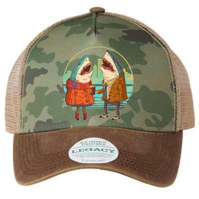 Funny Hipster Shark Couple Legacy Tie Dye Trucker Hat