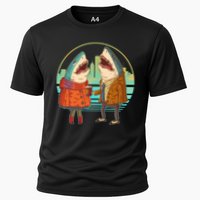 Funny Hipster Shark Couple Cooling Performance Crew T-Shirt