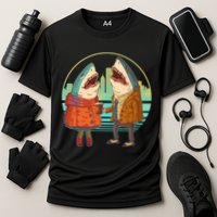 Funny Hipster Shark Couple Cooling Performance Crew T-Shirt