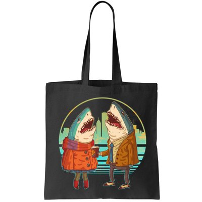 Funny Hipster Shark Couple Bag