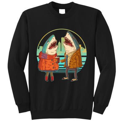 Funny Hipster Shark Couple Tall Sweatshirt