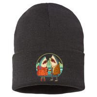 Funny Hipster Shark Couple Sustainable Knit Beanie