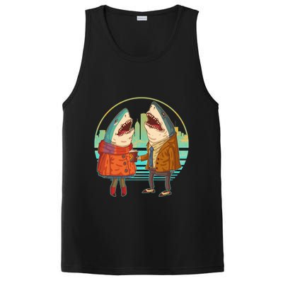 Funny Hipster Shark Couple PosiCharge Competitor Tank