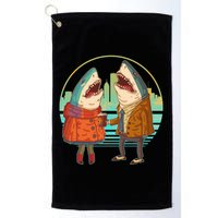 Funny Hipster Shark Couple Golf Towel