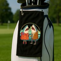Funny Hipster Shark Couple Golf Towel