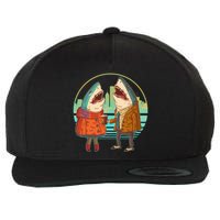 Funny Hipster Shark Couple Wool Snapback Cap