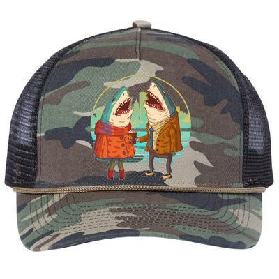 Funny Hipster Shark Couple Retro Rope Trucker Hat Cap