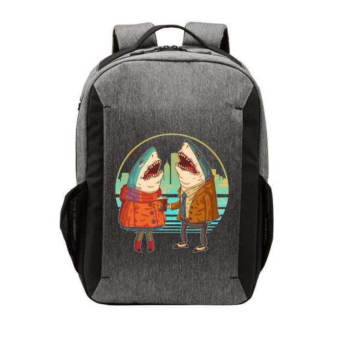 Funny Hipster Shark Couple Vector Backpack