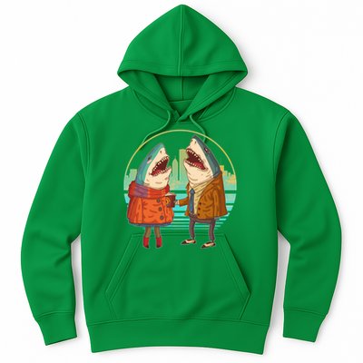 Funny Hipster Shark Couple Hoodie