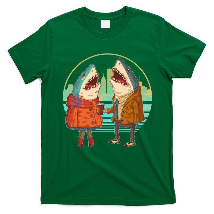 Funny Hipster Shark Couple T-Shirt