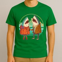Funny Hipster Shark Couple T-Shirt