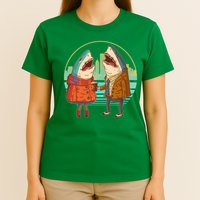 Funny Hipster Shark Couple T-Shirt