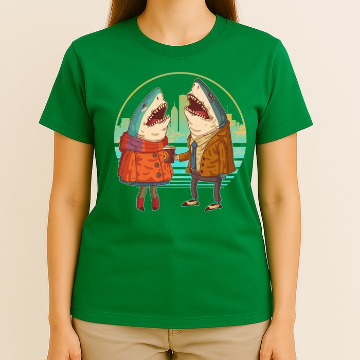Funny Hipster Shark Couple T-Shirt