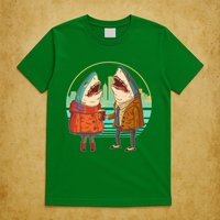 Funny Hipster Shark Couple T-Shirt