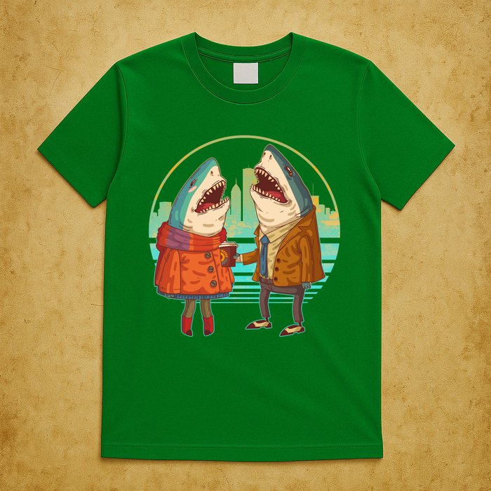 Funny Hipster Shark Couple T-Shirt