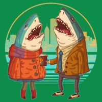 Funny Hipster Shark Couple T-Shirt