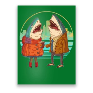 Funny Hipster Shark Couple Poster