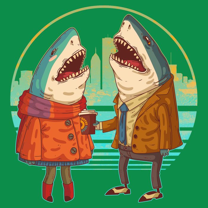 Funny Hipster Shark Couple Baby Bodysuit