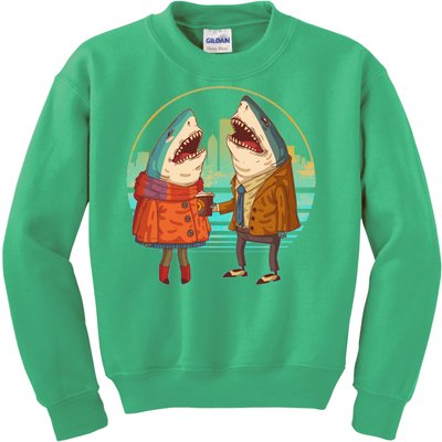 Funny Hipster Shark Couple Kids Sweatshirt