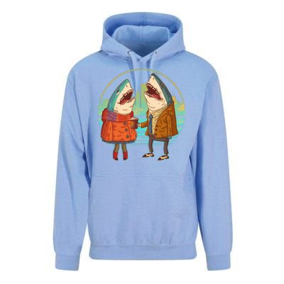 Funny Hipster Shark Couple Unisex Surf Hoodie