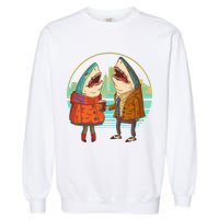 Funny Hipster Shark Couple Garment-Dyed Sweatshirt
