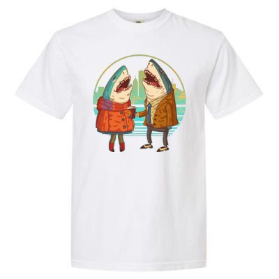 Funny Hipster Shark Couple Garment-Dyed Heavyweight T-Shirt