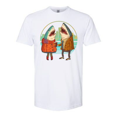 Funny Hipster Shark Couple Softstyle® CVC T-Shirt