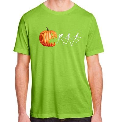 Funny Halloween Skeleton Running Pumpkin Jack O Lantern Eating Adult ChromaSoft Performance T-Shirt