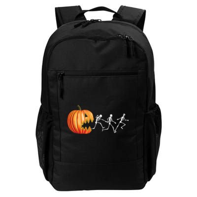 Funny Halloween Skeleton Running Pumpkin Jack O Lantern Eating Daily Commute Backpack