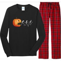 Funny Halloween Skeleton Running Pumpkin Jack O Lantern Eating Long Sleeve Pajama Set