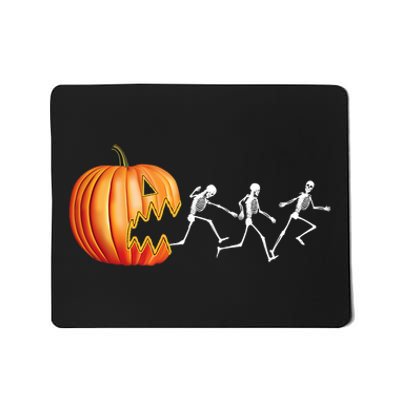 Funny Halloween Skeleton Running Pumpkin Jack O Lantern Eating Mousepad