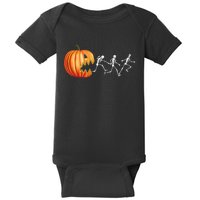 Funny Halloween Skeleton Running Pumpkin Jack O Lantern Eating Baby Bodysuit