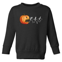 Funny Halloween Skeleton Running Pumpkin Jack O Lantern Eating Toddler Sweatshirt