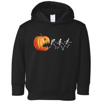 Funny Halloween Skeleton Running Pumpkin Jack O Lantern Eating Toddler Hoodie