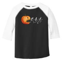 Funny Halloween Skeleton Running Pumpkin Jack O Lantern Eating Toddler Fine Jersey T-Shirt