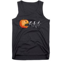 Funny Halloween Skeleton Running Pumpkin Jack O Lantern Eating Tank Top