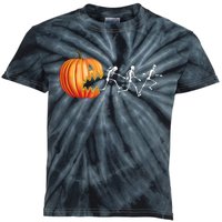 Funny Halloween Skeleton Running Pumpkin Jack O Lantern Eating Kids Tie-Dye T-Shirt