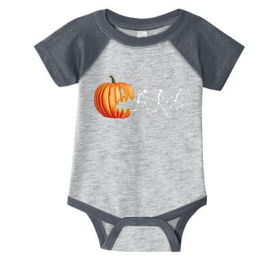 Funny Halloween Skeleton Running Pumpkin Jack O Lantern Eating Infant Baby Jersey Bodysuit