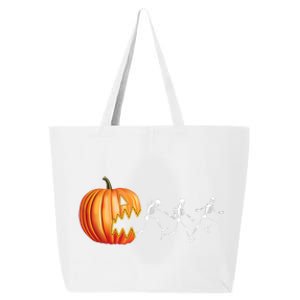 Funny Halloween Skeleton Running Pumpkin Jack O Lantern Eating 25L Jumbo Tote