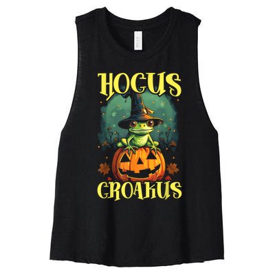 Frog Halloween Scary Toad Trick Or Treat Spooky Amphibian Women's Racerback Cropped Tank