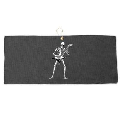 Funny Halloween Skeleton Guitarist Rock And Roll Band Guitar Gift Large Microfiber Waffle Golf Towel