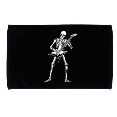 Funny Halloween Skeleton Guitarist Rock And Roll Band Guitar Gift Microfiber Hand Towel