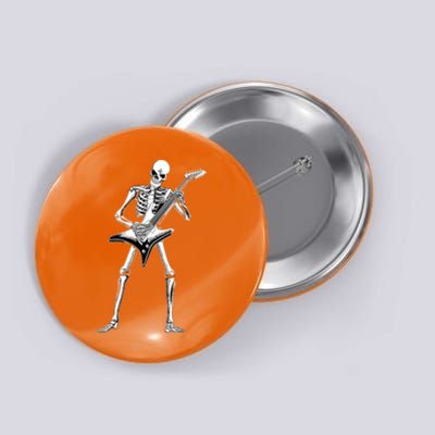 Funny Halloween Skeleton Guitarist Rock And Roll Band Guitar Gift Button